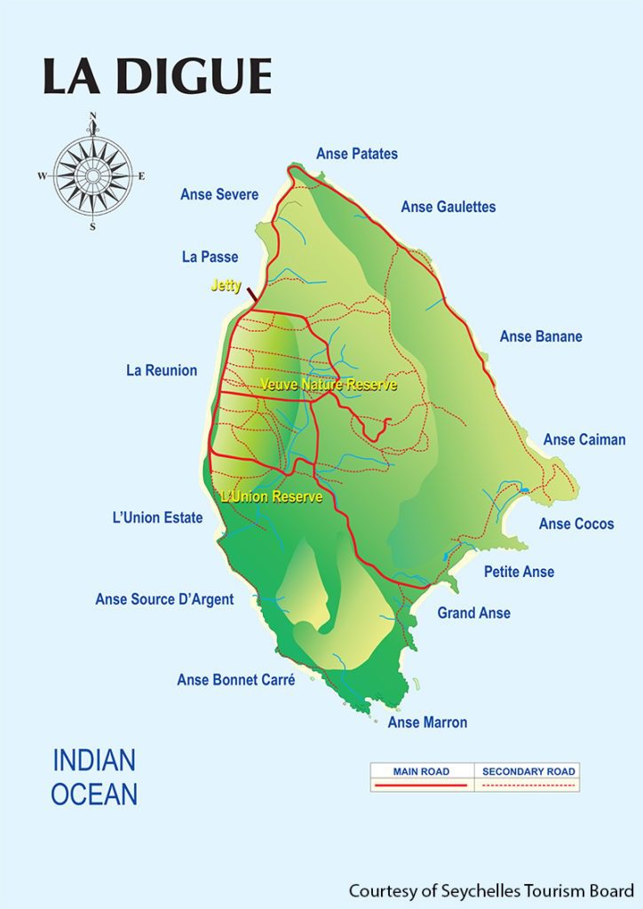 La Digue Island Seychelles Map