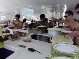 Seychelles Reef Safari Buffet Lunch served on Board Catamaran